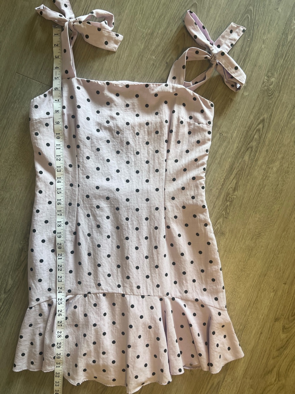 Lilac Polka Dot Tie-Shoulder Midi Dress | Retro | Ruffle Hem - Picture 8 of 8